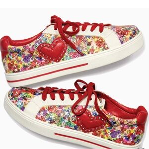 Brighton Blooms Floral Women Lace up Leather Sneakers 5M Brazil